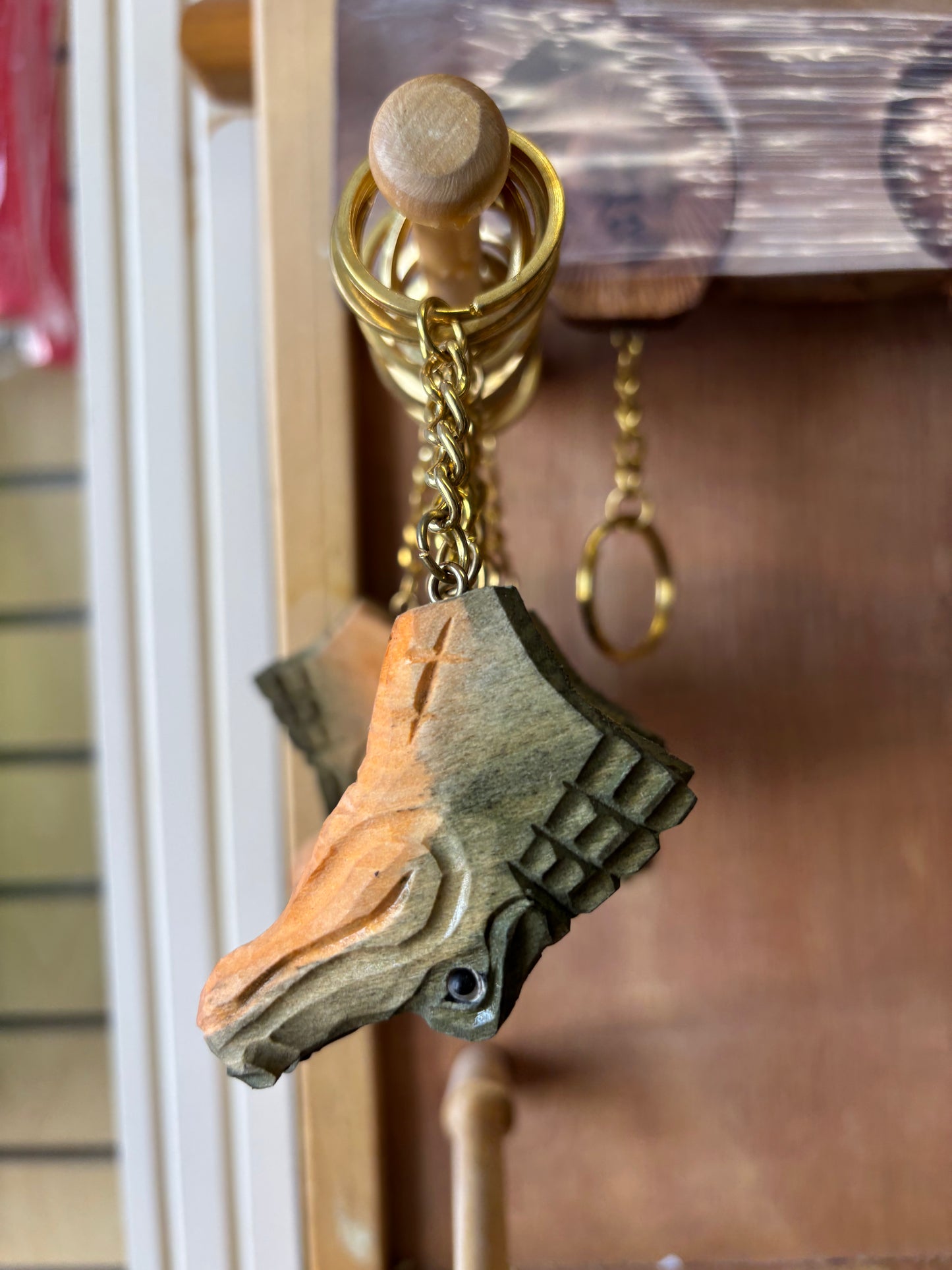 Hand-Carved Wood Key Chain